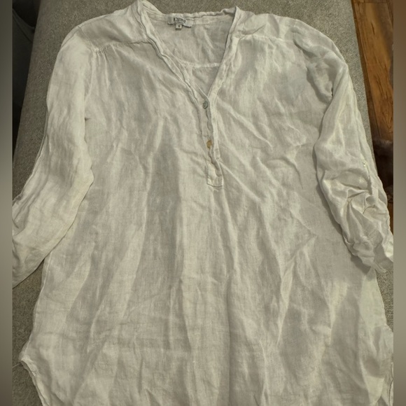 Rosemarine Tops - Women’s Rosemarine 100% Linen White Tunic, Made in Italy, S